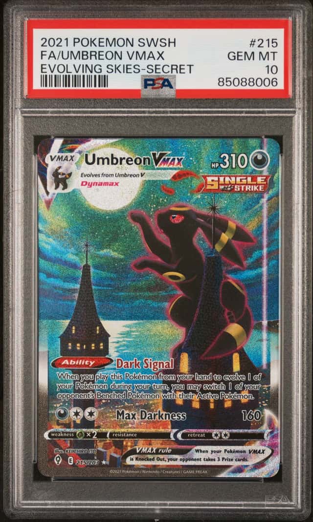 2021 Pokemon SWSH Evolving Skies Umbreon VMAX Secret Rare #215/203 PSA 10