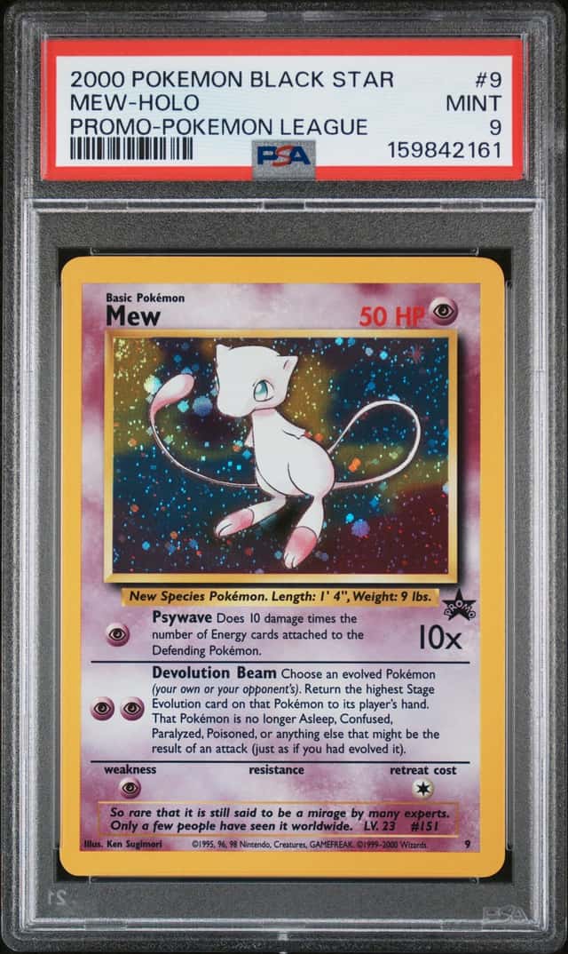 Mew Holo Swirl 🌀 2000 POKEMON PROMO BLACK STAR POKEMON LEAGUE #9 PSA 9