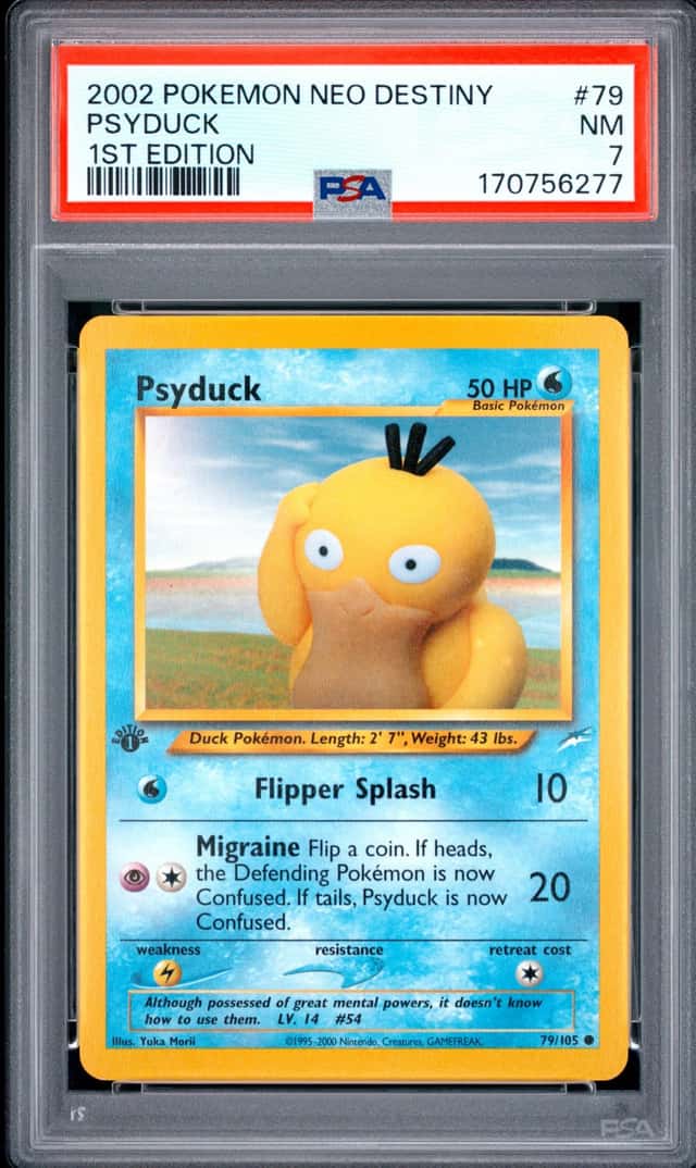 2002 POKEMON NEO DESTINY 1ST EDITION #79 PSYDUCK PSA 7