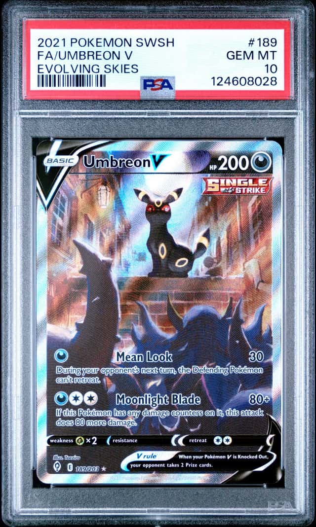 2021 Pokemon SWSH Evolving Skies Umbreon V Full Art Ultra Rare #189/203 PSA 10