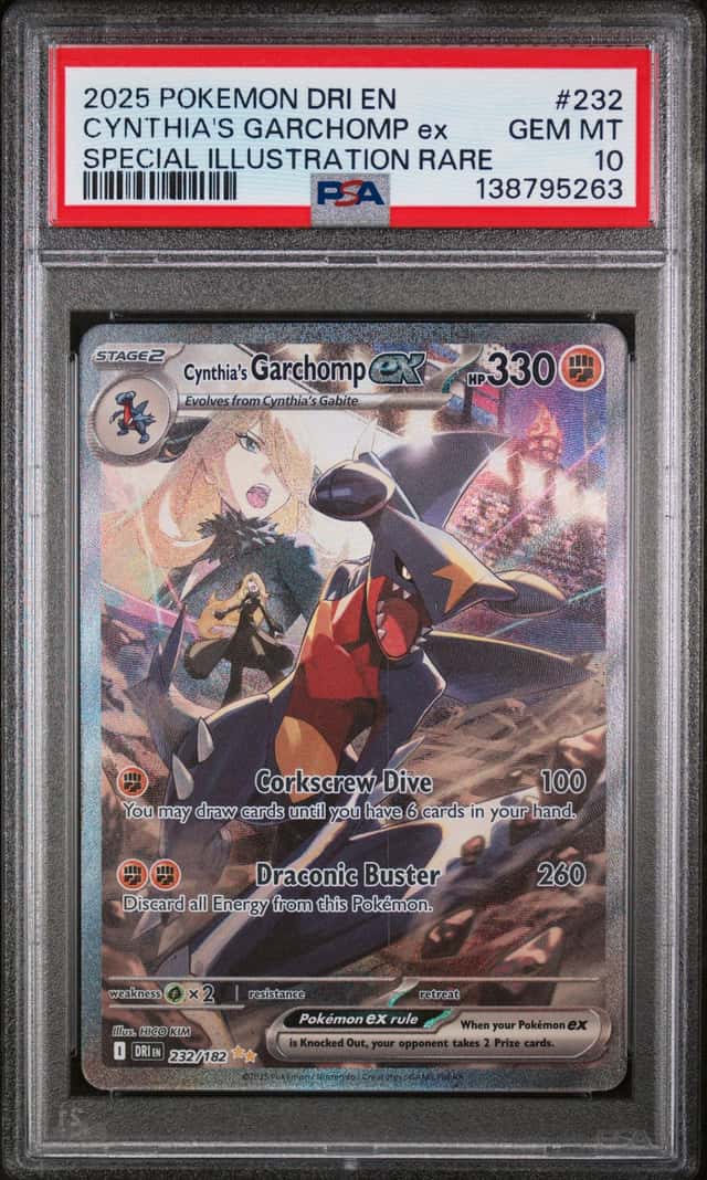 CYNTHIAS GARCHOMP EX 2025 POKEMON DESTINED RIVALS 232/182 SIR PSA 10 Q3963-7