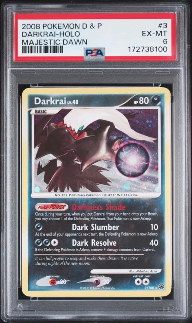 2008 POKEMON DIAMOND & PEARL MAJESTIC DAWN #3 DARKRAI-HOLO PSA 6