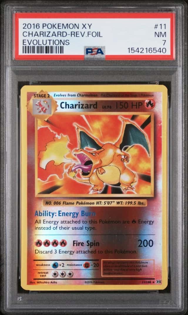 2016 POKEMON XY EVOLUTIONS #11 CHARIZARD-REVERSE FOIL PSA 7