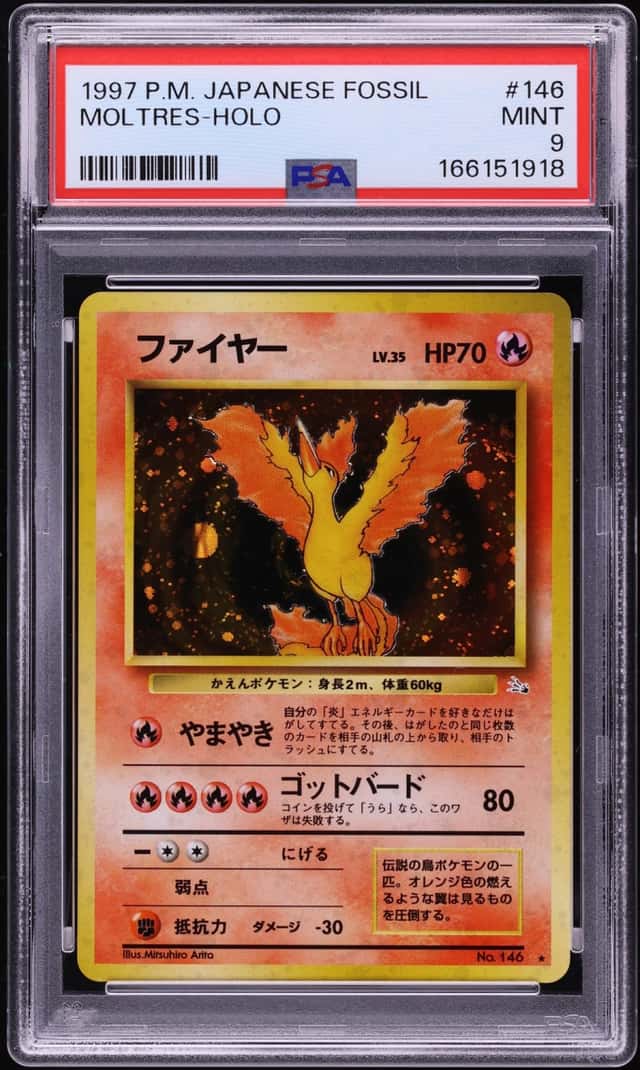 1997 Pokemon Japanese Fossil Holo Moltres #146 PSA 9 MINT