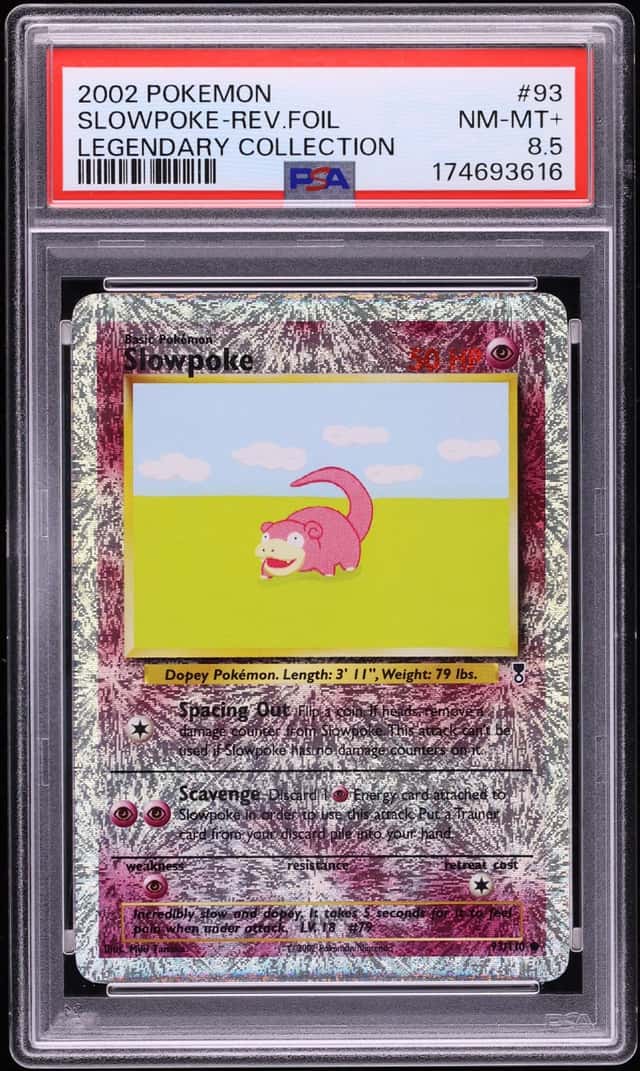 2002 Pokemon Legendary Collection Reverse Holo Slowpoke #93 PSA 8.5 NM-MT+
