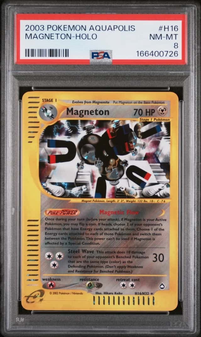 2003 POKEMON AQUAPOLIS #H16 MAGNETON-HOLO PSA 8