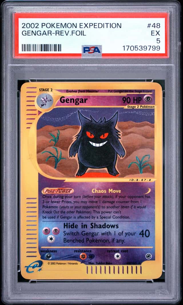 2002 POKEMON EXPEDITION #48 GENGAR-REVERSE FOIL PSA 5