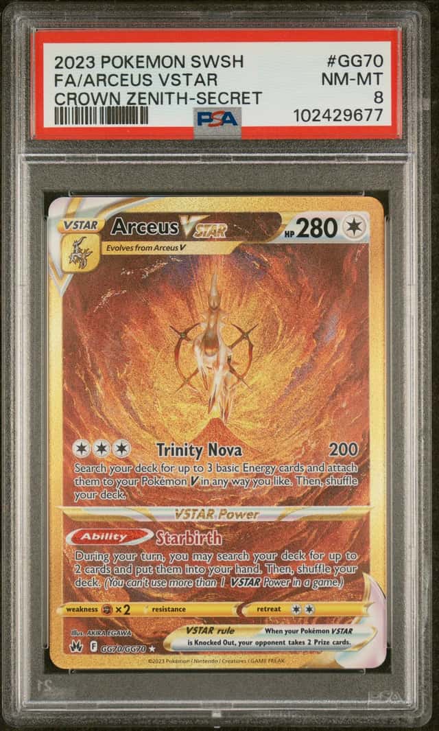 2023 POKEMON SWSH CROWN ZENITH GALARIAN GALLERY #GG70/GG70 ARCEUS VSTAR PSA 8