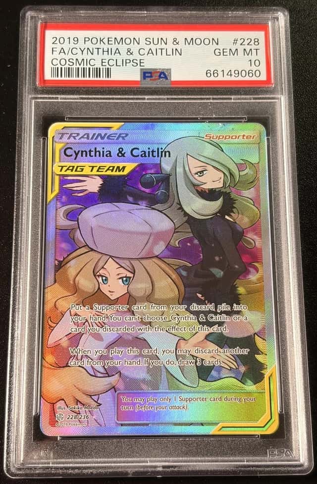 2019 Pokemon Cosmic Eclipse #228 Cynthia & Caitlin Full Art PSA 10