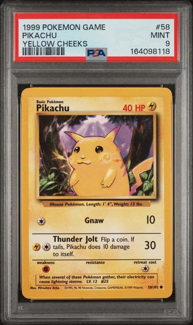 1999 POKEMON GAME YELLOW CHEEKS #58 PIKACHU PSA 9
