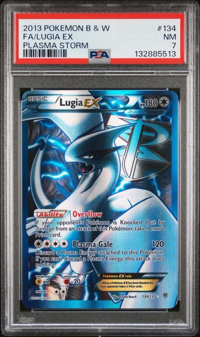 POKEMON BLACK & WHITE PLASMA STORM #134 FA/LUGIA EX PLASMA STORM PSA 7