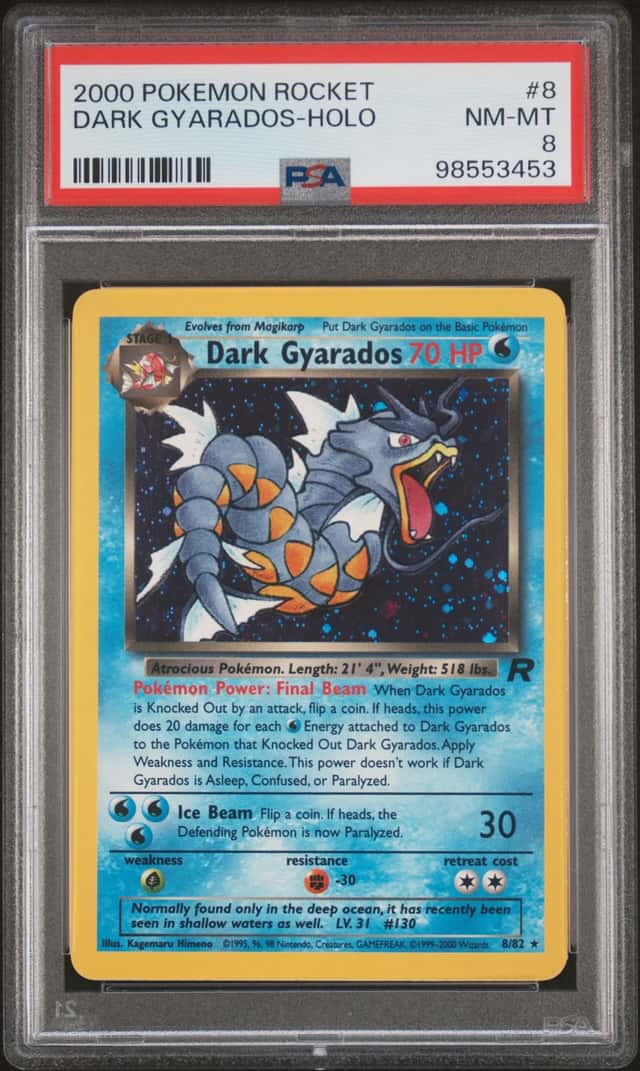 2000 Pokemon Rocket Dark Gyarados Holo PSA 8 Nm-mt 8/82 Graded Card Vintage