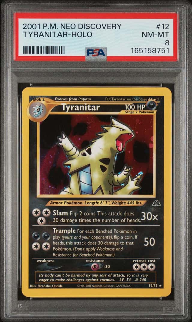 Pokémon TCG Tyranitar Neo Discovery Holo 12/75 2001 PSA 8 Graded
