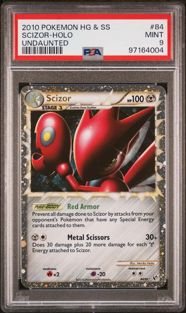 2010 POKEMON HEARTGOLD & SOULSILVER UNDAUNTED #84 SCIZOR HOLO PSA 9