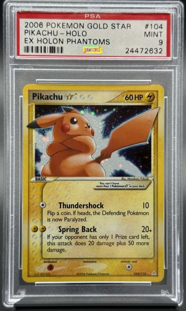 2006 POKEMON EX HOLON PHANTOMS GOLD STAR #104 PIKACHU-HOLO PSA 9
