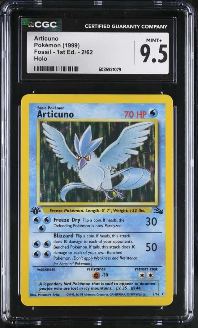 1999 Pokémon Articuno Holo Fossil - 1st Ed 2/62 CGC 9.5