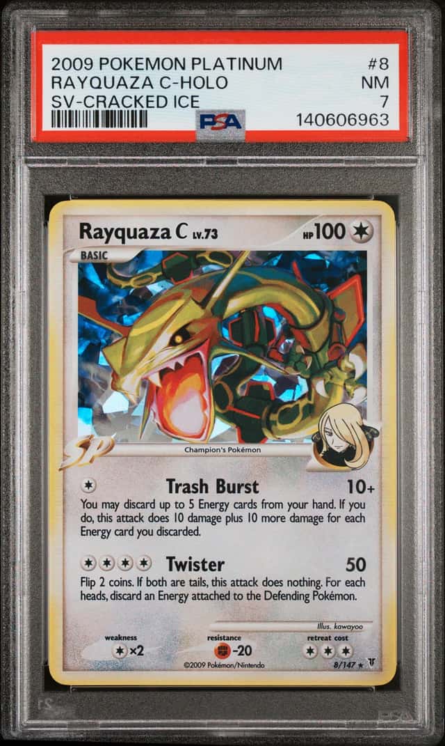 POKEMON RAYQUAZA C 2009 PLATINUM SUPREME VICTORS #8 SV-CRACKED ICE HOLO PSA 7