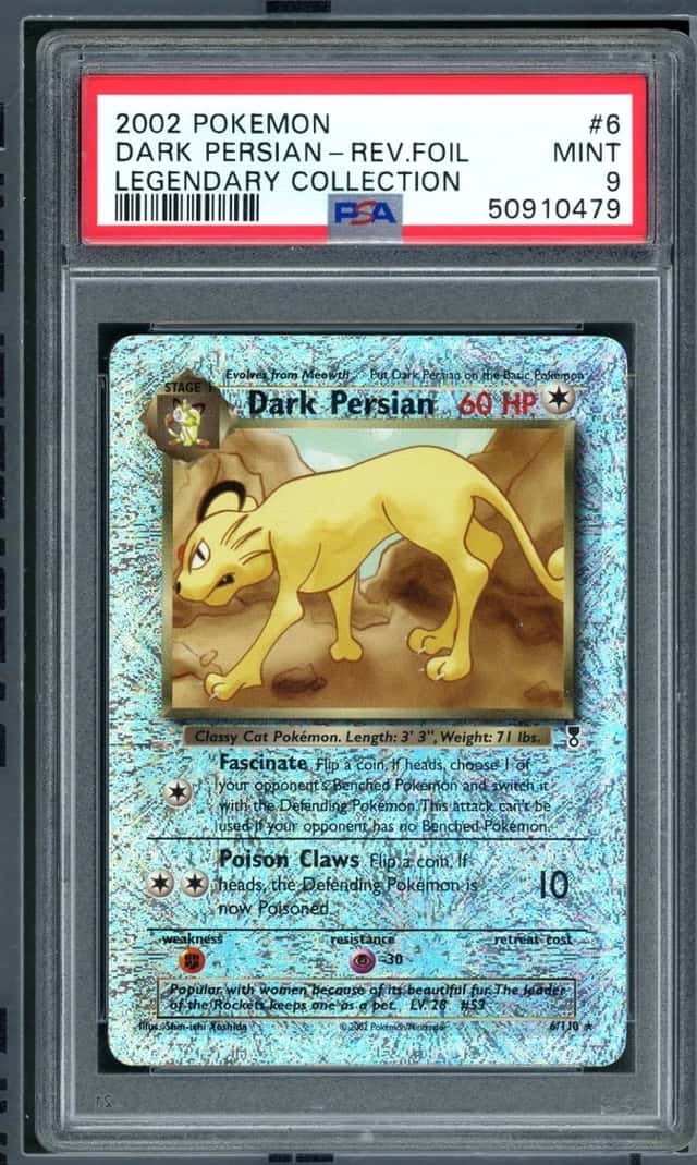 POKEMON DARK PERSIAN-REV.FOIL 2002 LEGENDARY COLLECTION #6 PSA 9