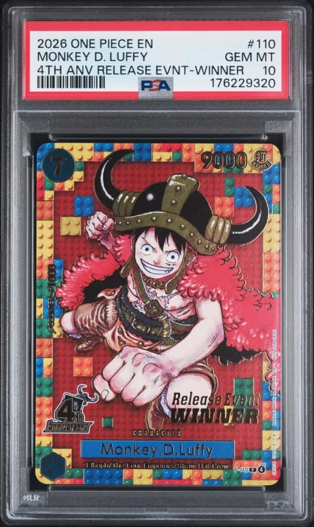PSA 10 Monkey D. Luffy P-110 4th Anniversary Release Event WINNER One Piece OP17