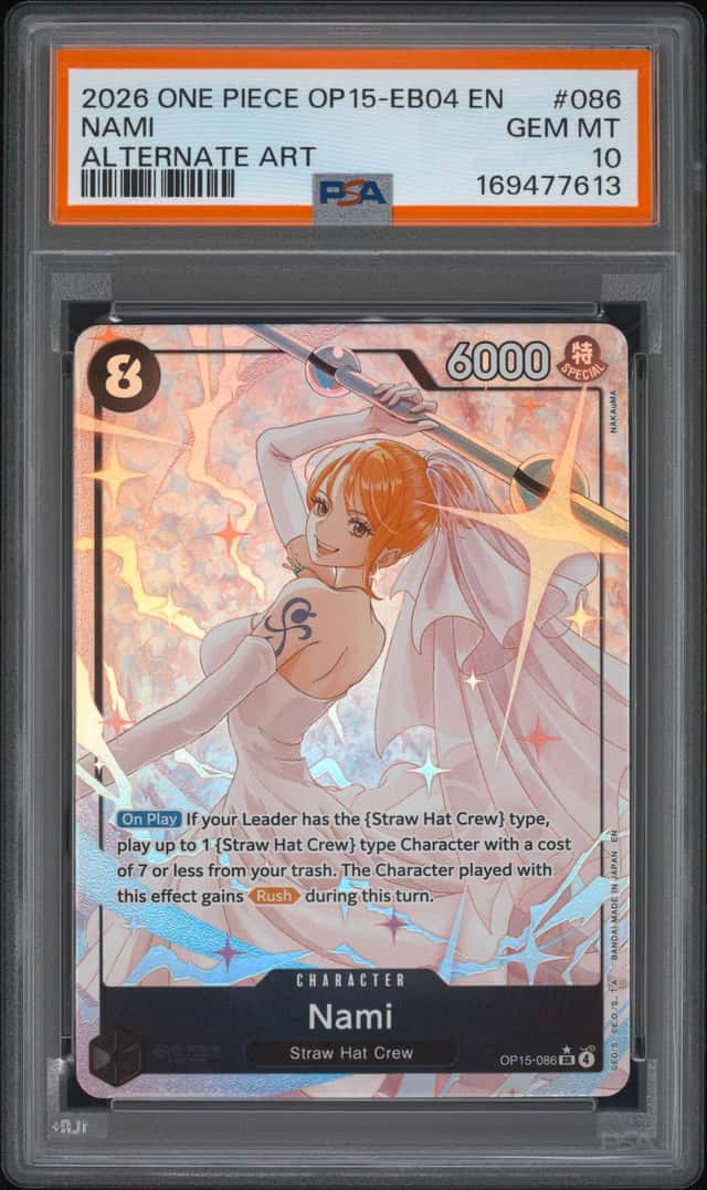 2026 One Piece TCG Nami OP15-086 Alternate Art Adventure on Kami's Island PSA 10