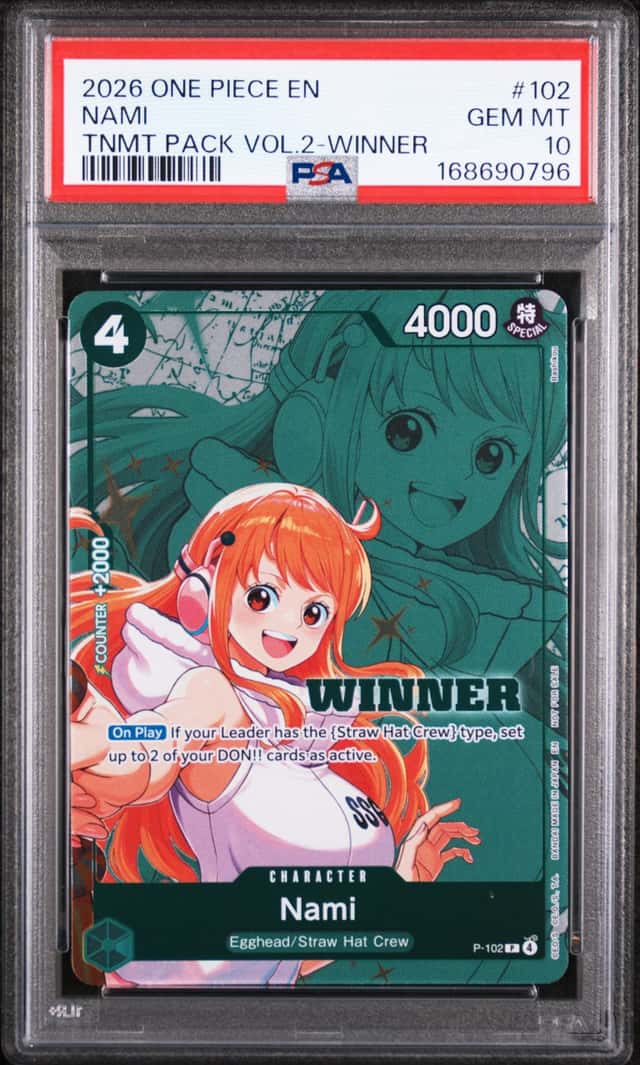 2026 One Piece Tournament Nami P-102 Winner Stamp PSA 10 TNMT Pack Vol 2 Graded