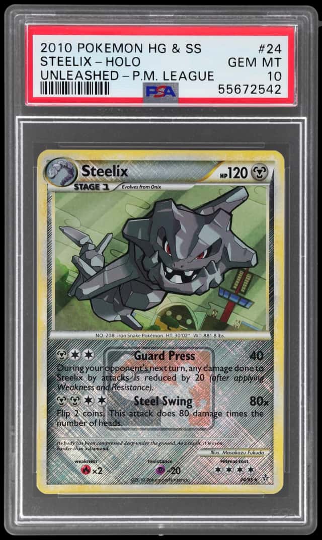 2010 Pokemon Heartgold and Soulsilver Unleashed Crosshatch 2011 Pokemon League Holo Steelix #2495