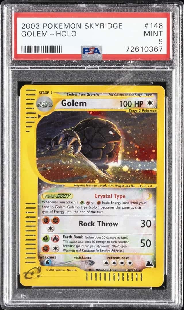 2003 POKEMON SKYRIDGE #148 GOLEM-HOLO PSA 9