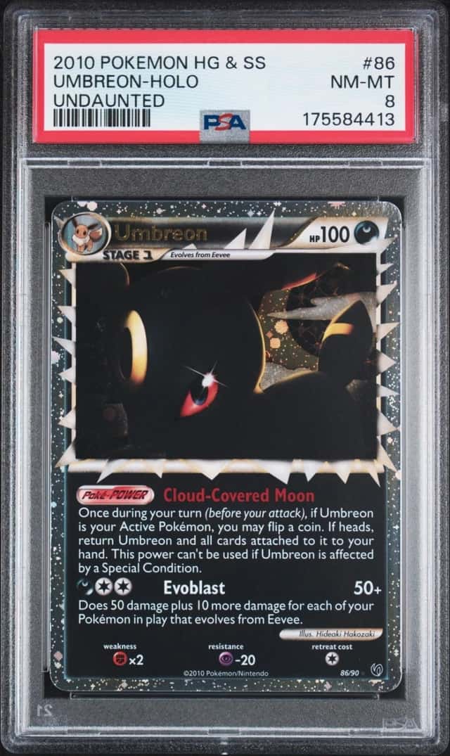 2010 POKEMON HEARTGOLD & SOULSILVER UNDAUNTED #86 UMBREON-HOLO PSA 8