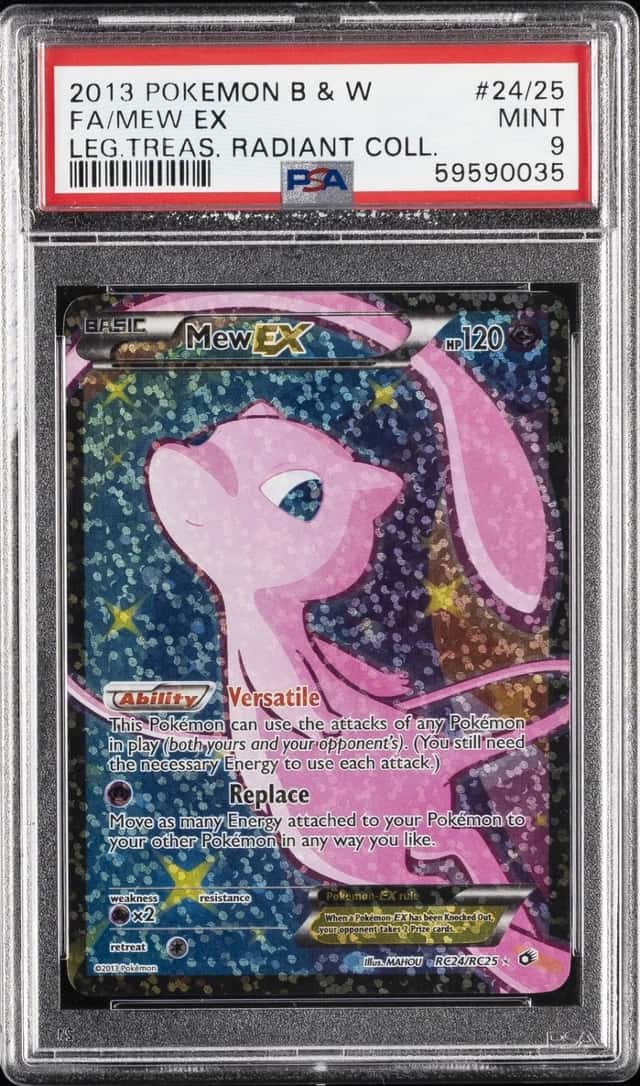 2013 POKEMON BLACK & WHITE LEGENDARY TREASURES #RC24 FULL ART/MEW EX PSA 9