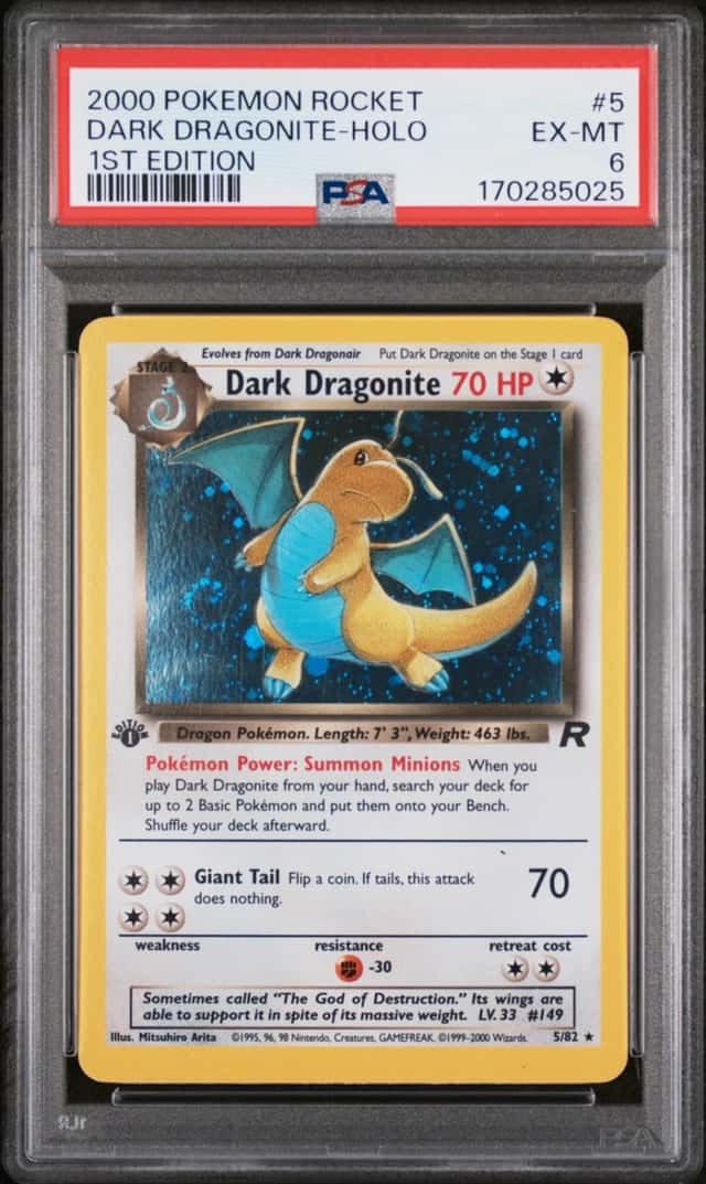 2000 POKEMON ROCKET 1ST EDITION #5 DARK DRAGONITE-HOLO PSA 6