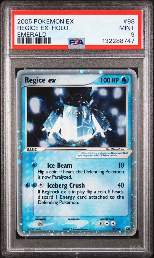 2005 POKEMON EX EMERALD #98 REGICE EX-HOLO PSA 9