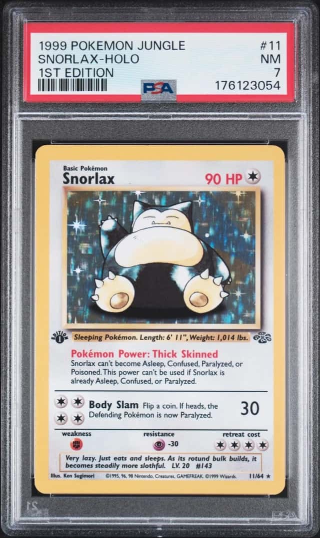 1999 POKEMON JUNGLE 1ST EDITION #11 SNORLAX-HOLO PSA 7