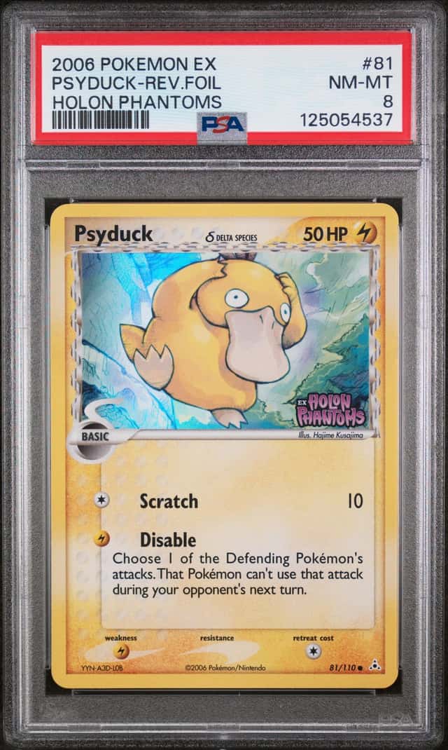 POKEMON PSYDUCK-REV.FOIL 2006 EX HOLON PHANTOMS #81 PSA 8