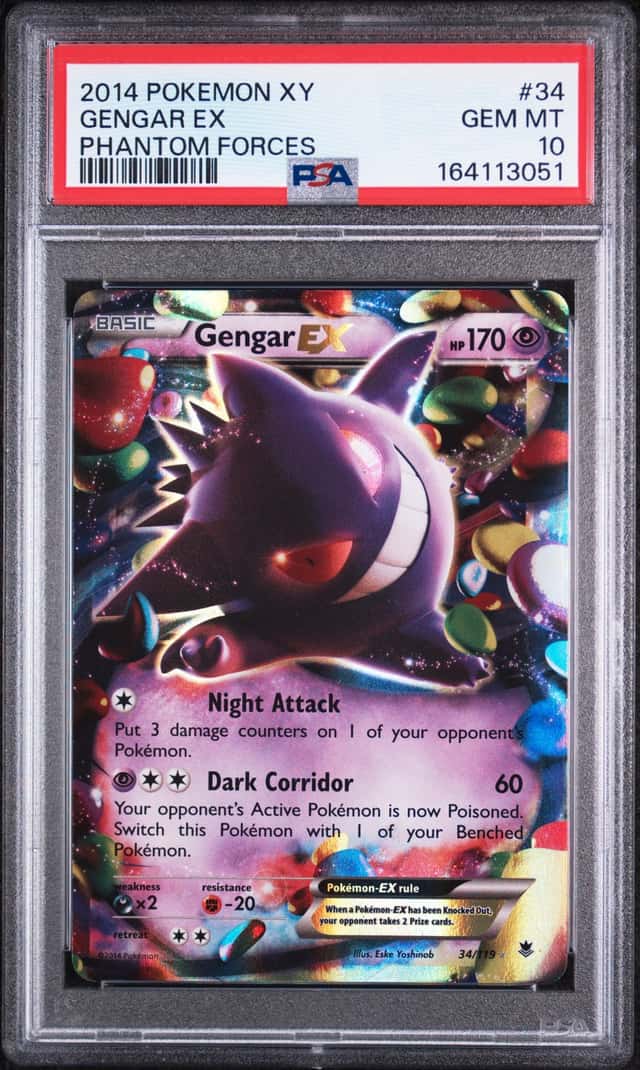 2014 POKEMON XY PHANTOM FORCES #34 GENGAR EX PSA 10