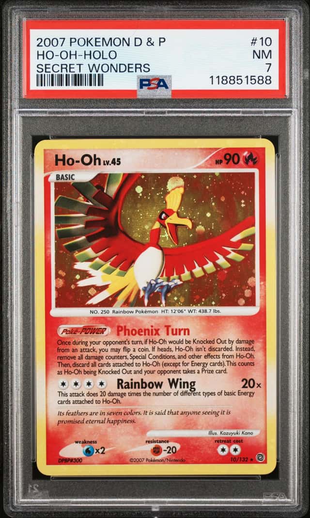 Ho-Oh Holo Secret Wonders 10/32 Pokemon PSA 7 Holo Bleed, New Cert
