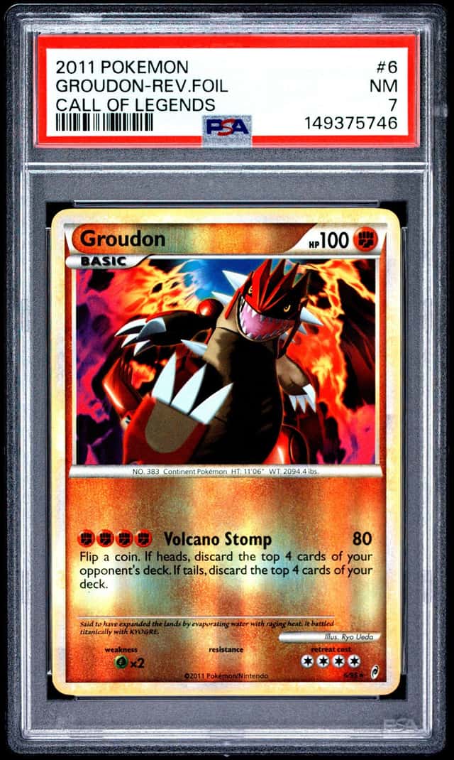 GROUDON 2011 POKEMON CALL OF LEGENDS REVERSE HOLO RARE 6/95 GRADED PSA 7 NM