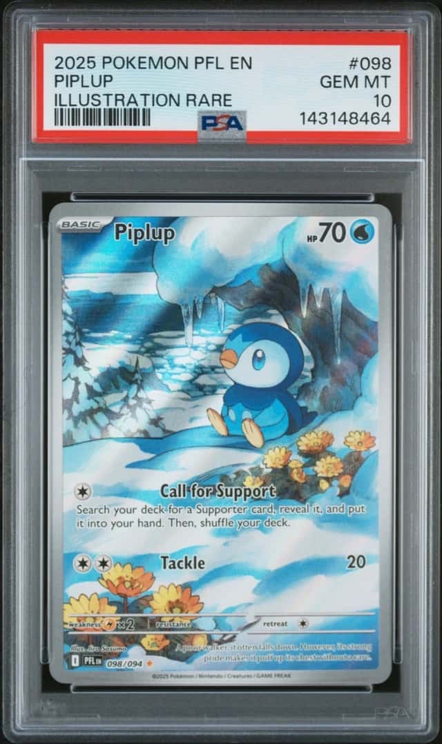 2025 POKEMON PFL EN-PHANTASMAL FLAMES ILLUSTRATION RARE #098 PIPLUP PSA 10