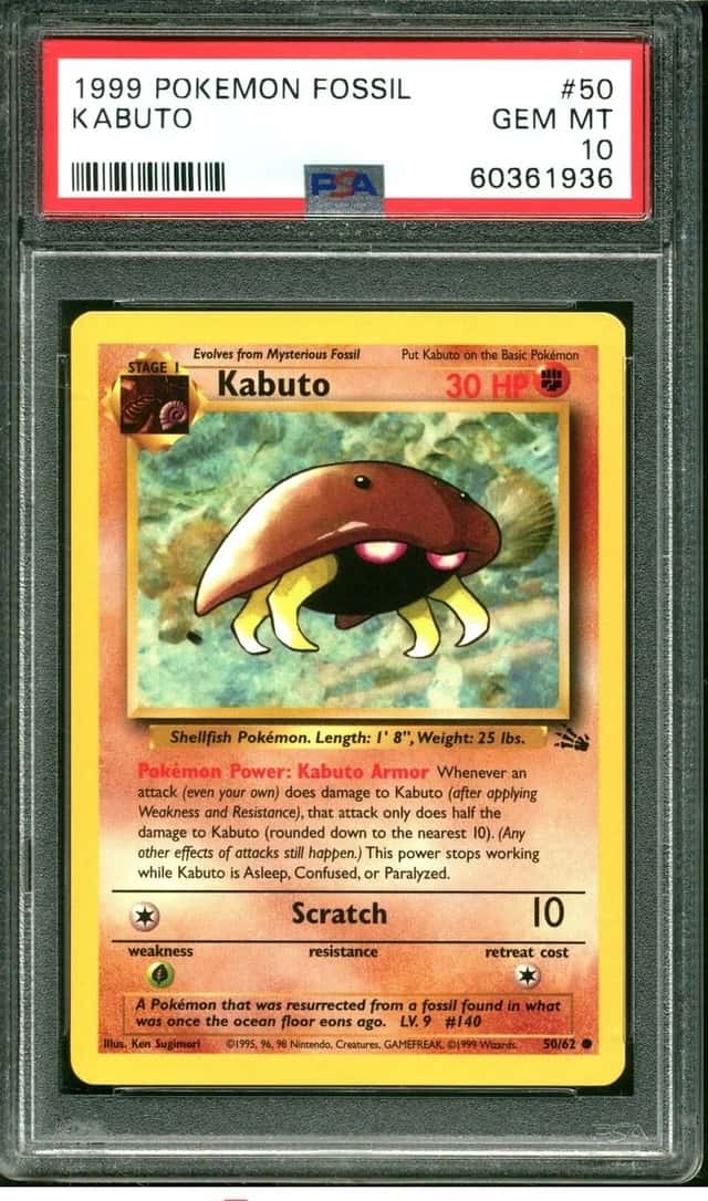 1999 POKEMON FOSSIL #50 KABUTO PSA 10