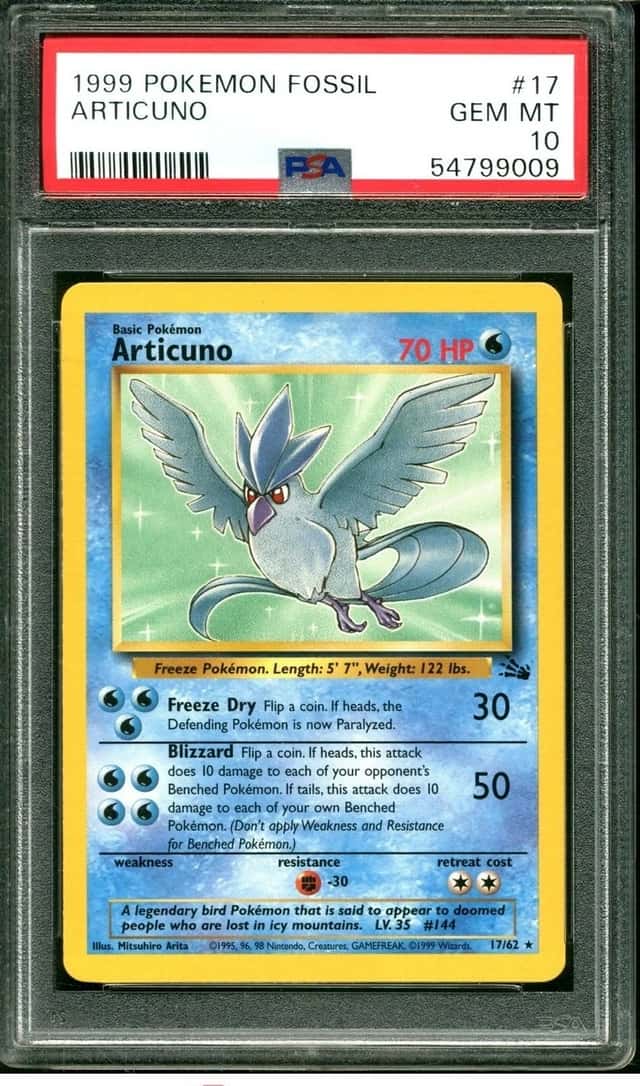 1999 POKEMON FOSSIL #17 ARTICUNO PSA 10