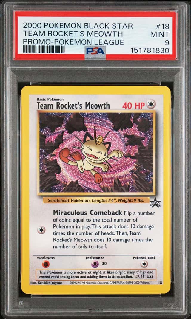 2000 Team Rocket's Moewth Pokemon Black Star #18 Promo PSA 9