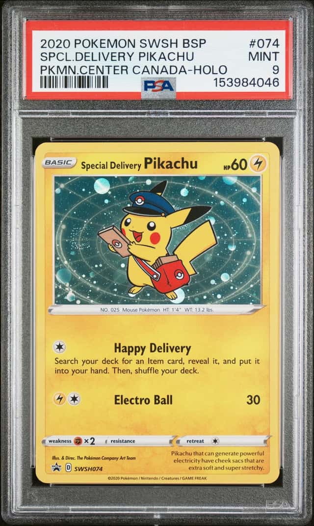 PSA 9 Special Delivery Pikachu #SWSH074 *SWIRL* SWSH Black Star Promo Pokémon