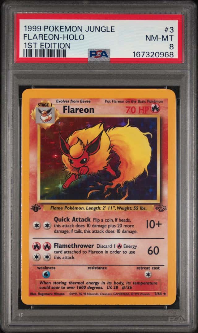 1999 POKEMON JUNGLE 1ST EDITION #3 FLAREON-HOLO PSA 8