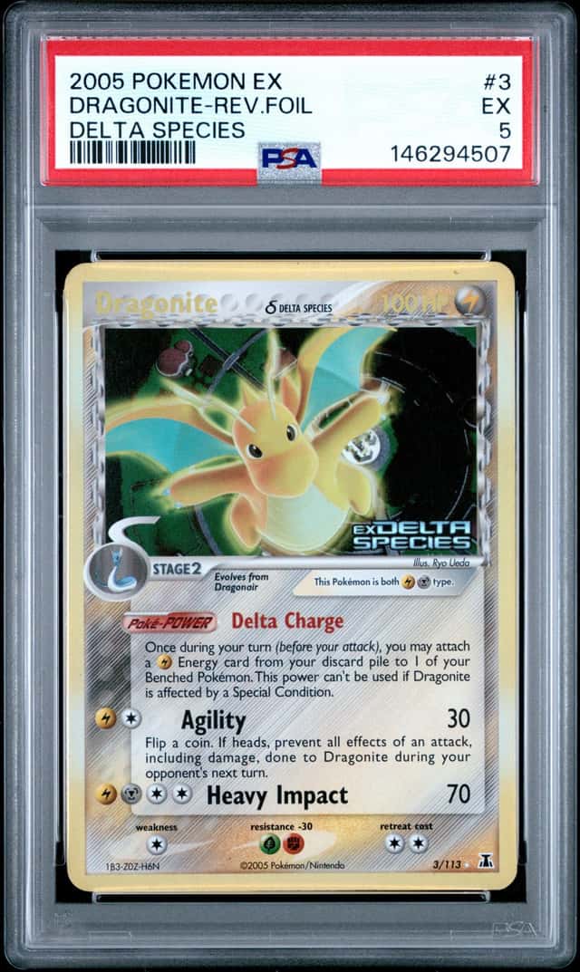 2005 Pokemon EX Delta Species Dragonite Reverse Holo #3/113 PSA 5