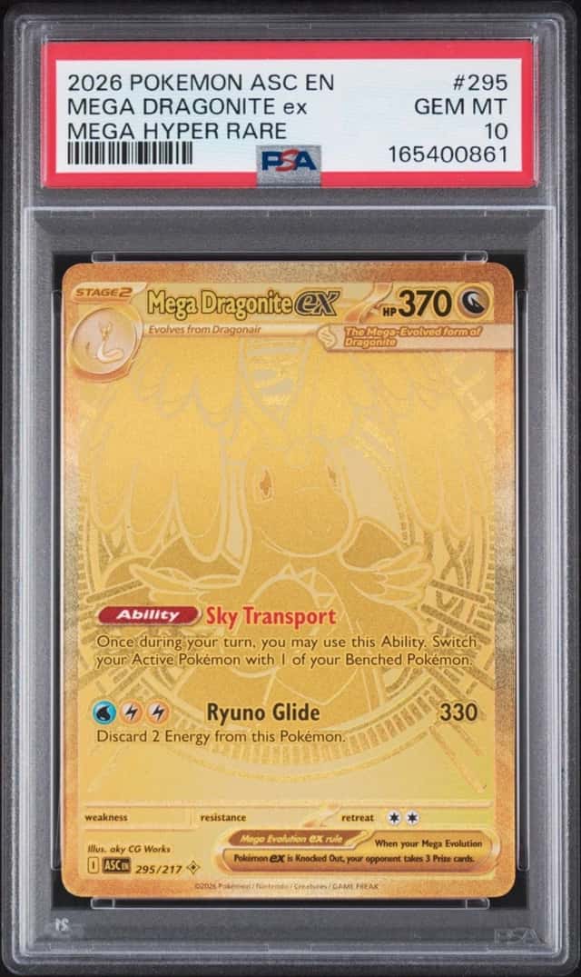 2026 Pokemon Mega Dragonite ex 295 Ascended Heroes Gold Hyper Gem Mint PSA 10