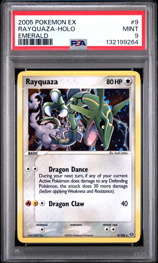 Rayquaza Holo EX Emerald 9/106 🐉 PSA 9 Vintage Pokémon 2005
