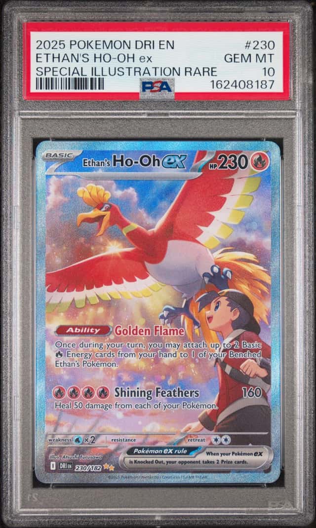 2025 POKEMON DESTINED RIVALS SPECIAL ILLUSTRATION RARE ETHAN'S HO-OH EX PSA 10