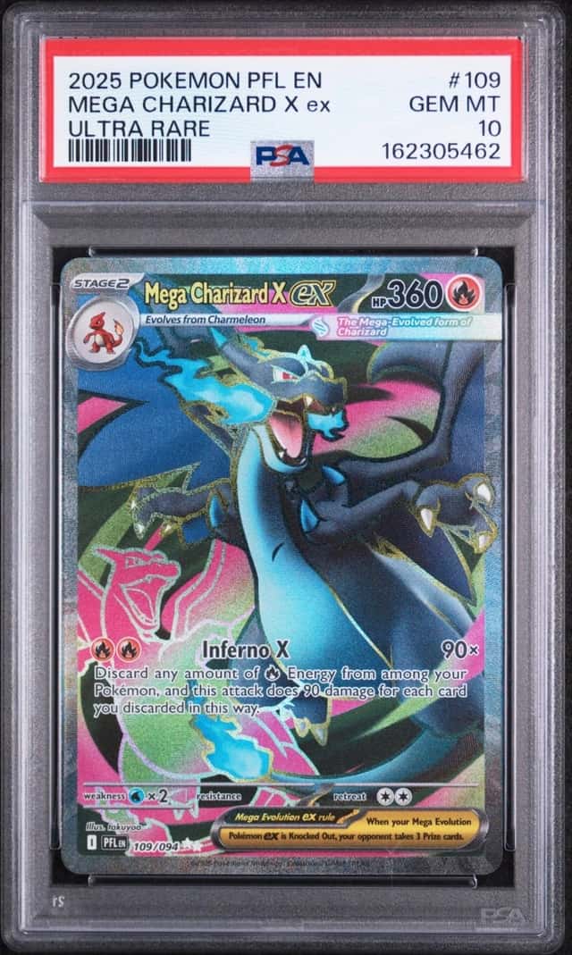 2025 POKEMON PFL EN-PHANTASMAL FLAMES ULTRA RARE #109 MEGA CHARIZARD X EX PSA 10