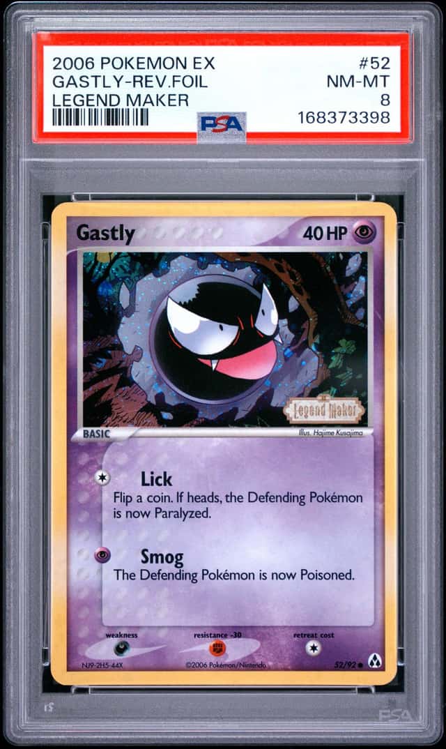 2006 POKEMON EX LEGEND MAKER #52 GASTLY-REVERSE FOIL PSA 8