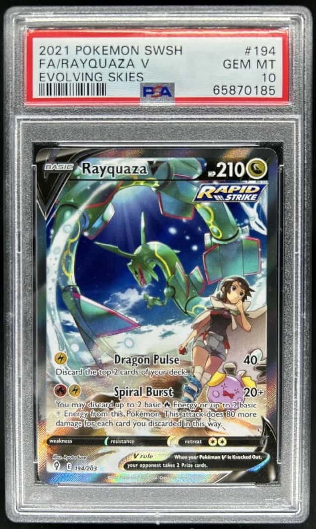 2021 Pokemon SWSH Evolving Skies Rayquaza V Full Art Ultra Rare #194/203 PSA 10