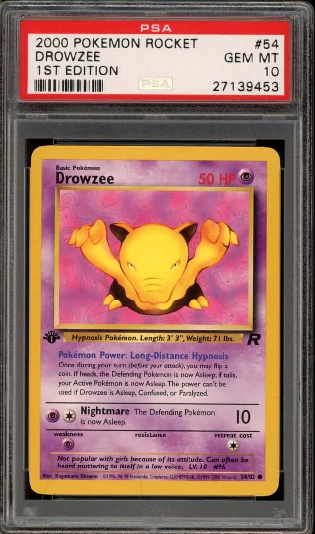 Pokemon Drowzee Team Rocket 54 1st Edition PSA 10 Gem Mint